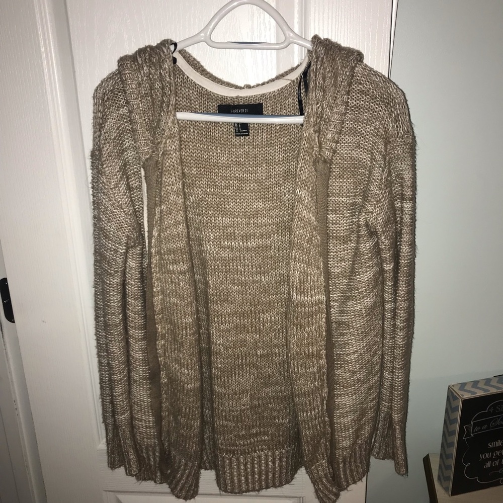 Cardigan with zip, hood, drawstrings